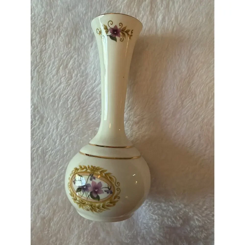 Camelot Fine Bone China Bud Vase England Floral Gold Trim Mini Vase Vintage